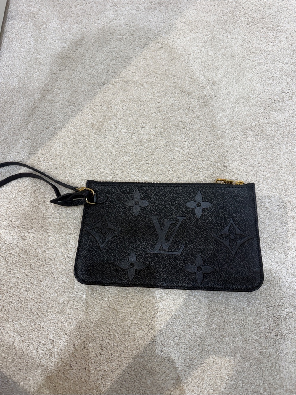 Louis Vuitton Black Monogram Embossed Leather Wristlet